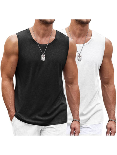 Classic 2-Pack Workout Tank Top (US Only) Tank Tops coofandy Black/White S 