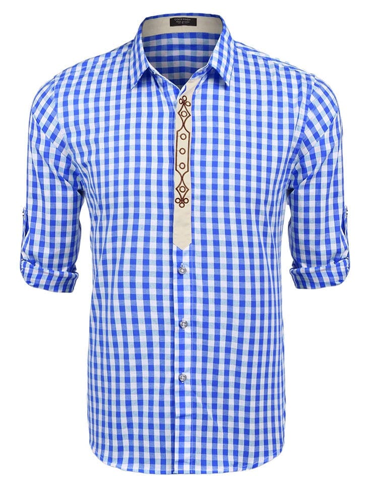 Leisure Comfort Plaid Shirt Shirts coofandy Blue S 