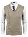 Classic V-Neck Knit Vest (US Only) Vest coofandy Khaki S 