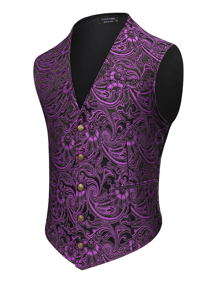 Luxury Paisley Tuxedo Vest (US Only) Vest coofandy Purple S 