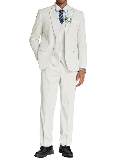 3-Piece Cotton Linen Suit Set (US Only) Suit Set coofandy White S 