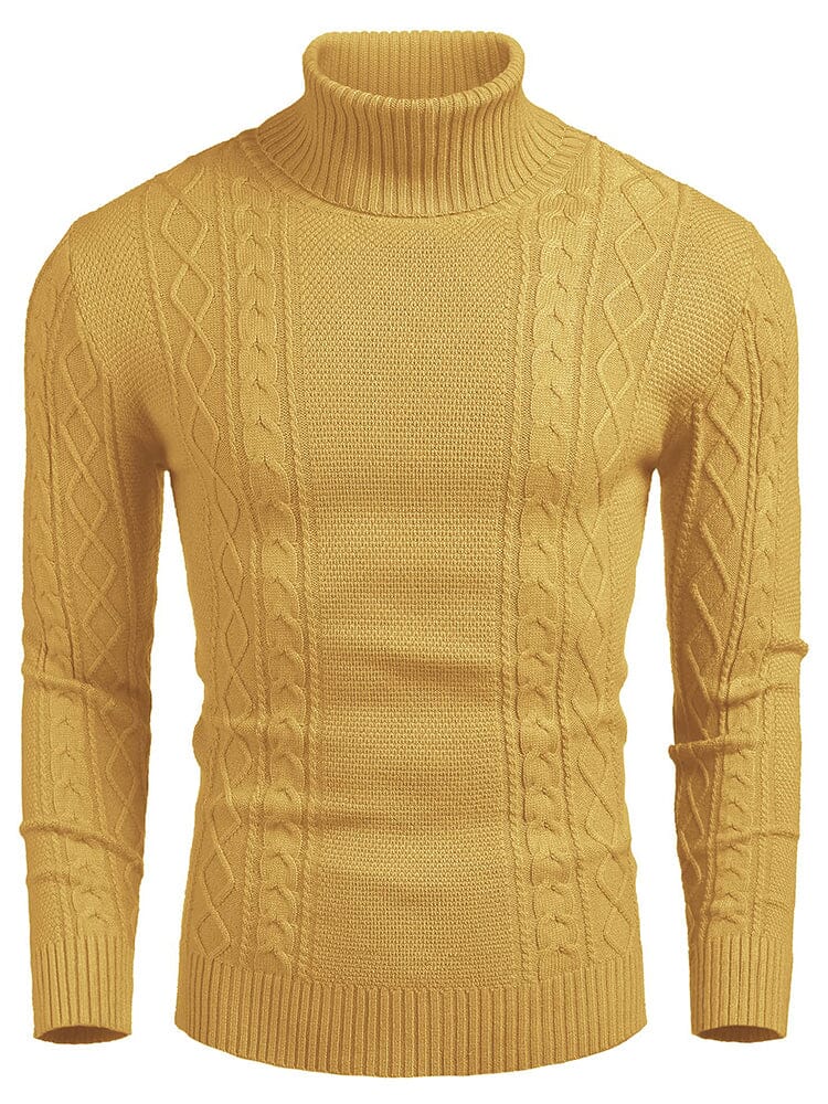 Classic Slim Fit Turtleneck Sweater (US Only) Sweaters coofandy Yellow S 