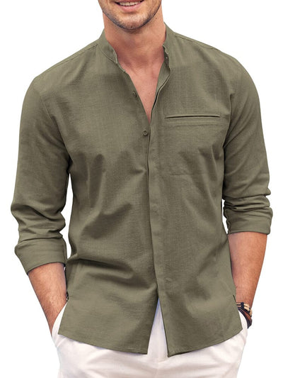 Classic fit Long Sleeve Cotton Shirt (US Only) Shirts coofandy Army Green S 