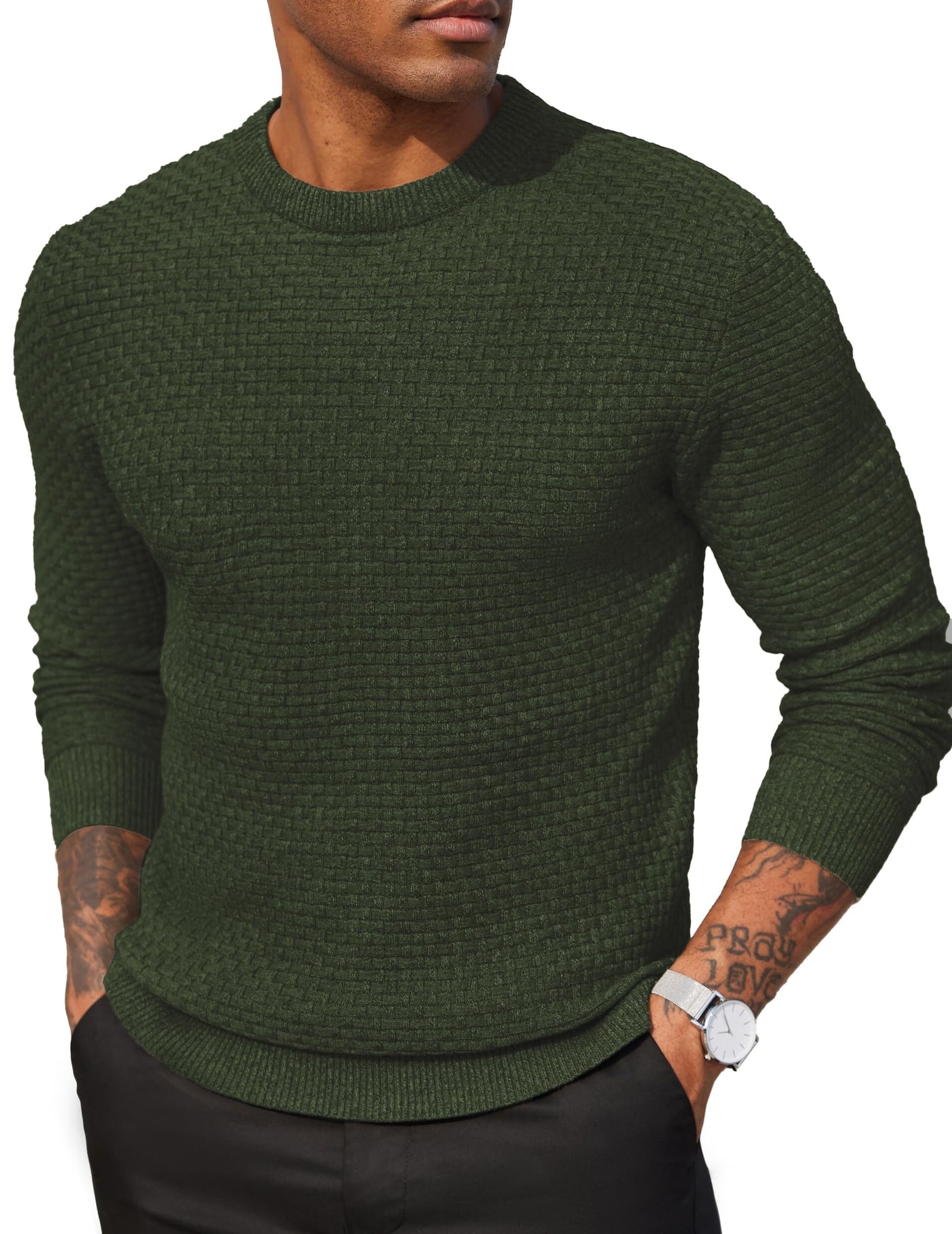 Classic Leisure Versatile Sweater Sweater coofandy Army Green S 