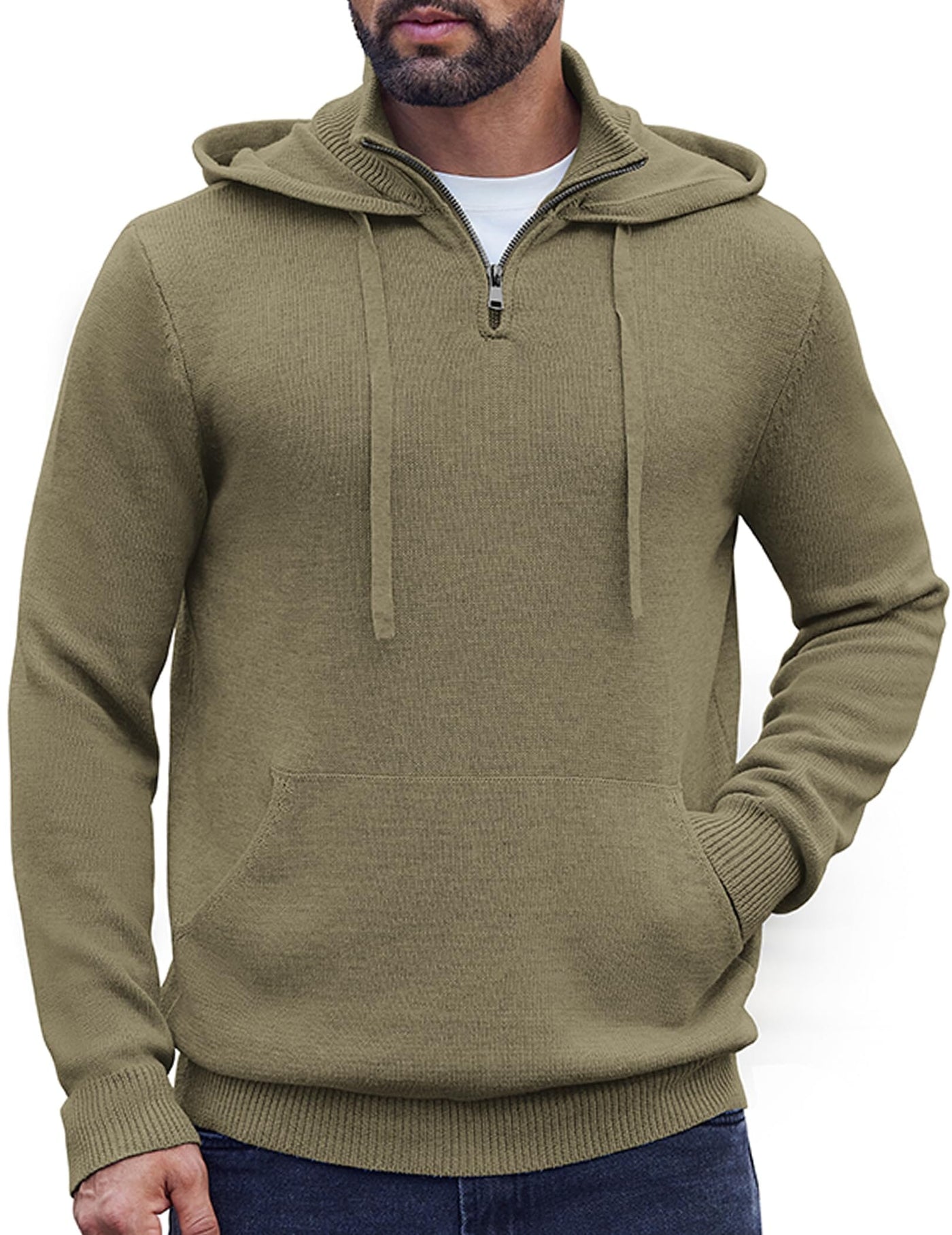 Casual Turtleneck Knit Hoodie (US Only) Hoodies coofandy 