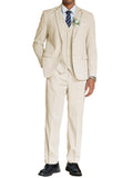 3-Piece Cotton Linen Suit Set (US Only) Suit Set coofandy Beige S 