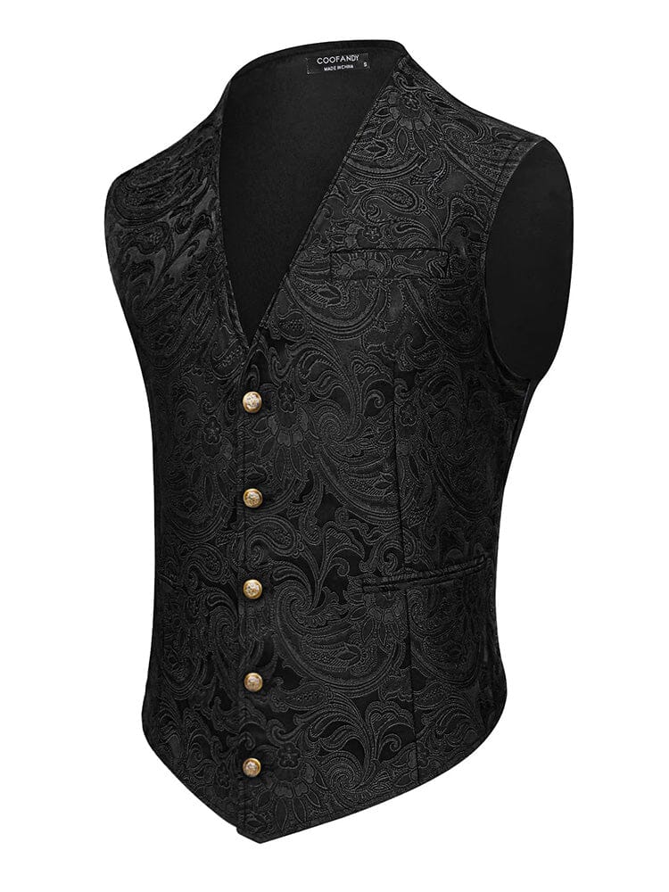 Luxury Paisley Tuxedo Vest (US Only) Vest coofandy Black S 