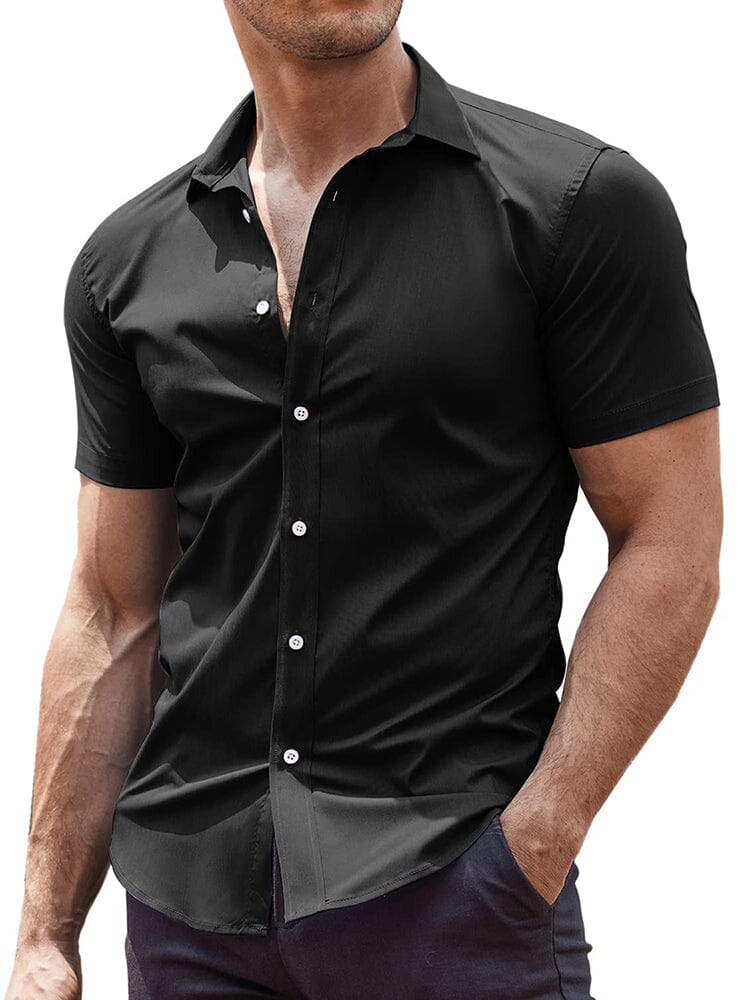 Classic Stretchy Business Shirt Shirts coofandy Black XS 