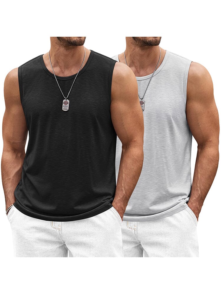 Classic 2-Pack Workout Tank Top (US Only) Tank Tops coofandy Black/Light Grey S 