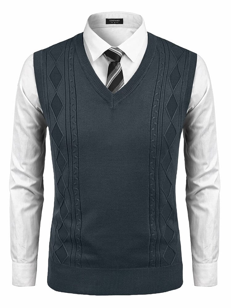 Classic V-Neck Knit Vest (US Only) Vest coofandy Dark Grey S 