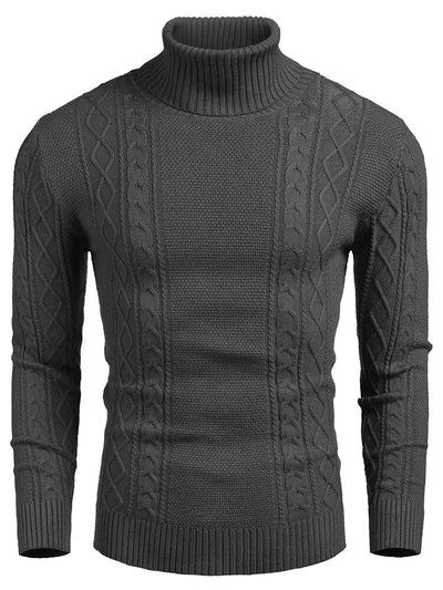Classic Slim Fit Turtleneck Sweater (US Only) Sweaters coofandy Dark Grey S 