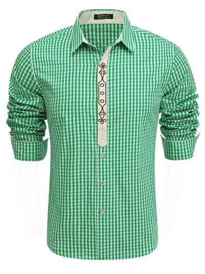 Leisure Comfort Plaid Shirt Shirts coofandy Green S 