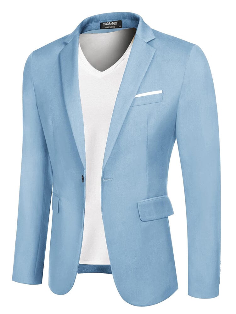 Casual Classic Suit Jacket (US Local) Blazer coofandy Light Blue S 