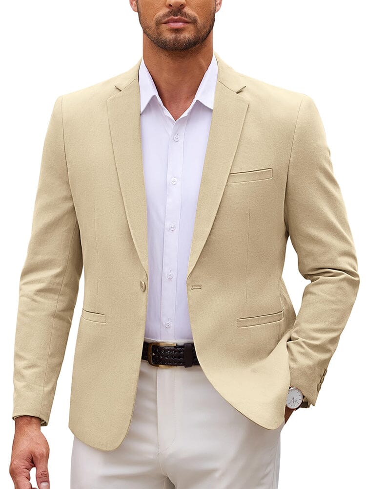 Casual One Button Suit Jacket (US Only) Blazer coofandy Light Khaki S 