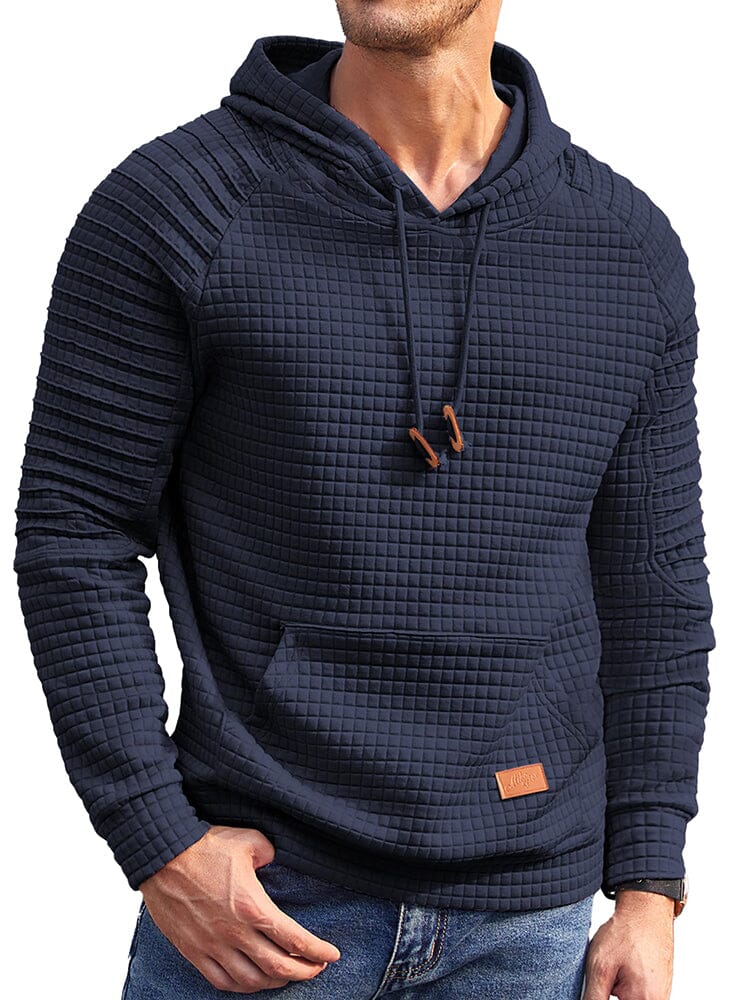 Stylish Waffle Knit Hoodie (US Only) Hoodies coofandy Navy Blue S 