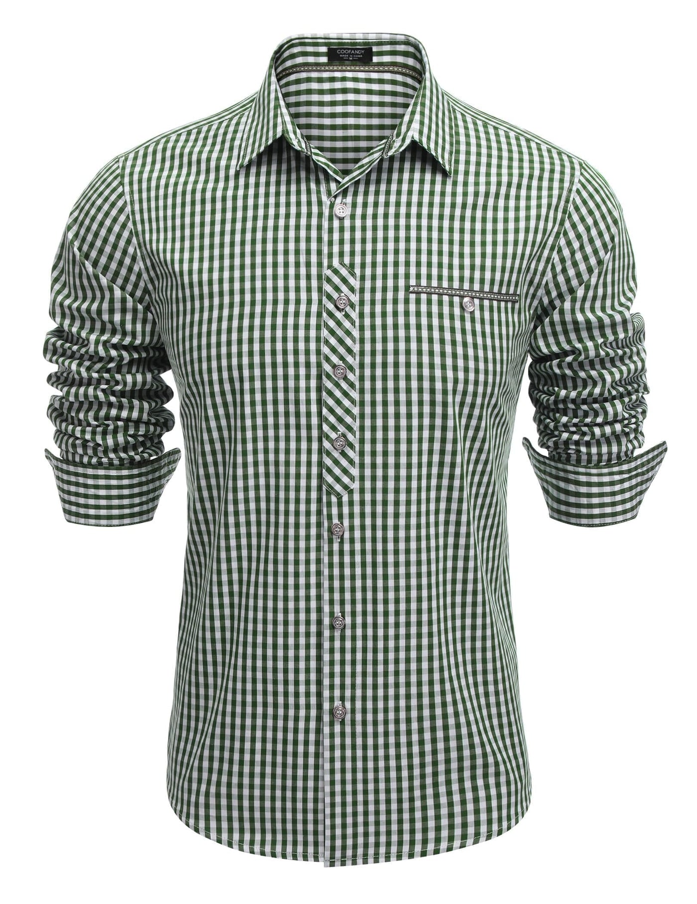 Urban Casual Plaid Shirt Shirts coofandy Dark Green-1 S 