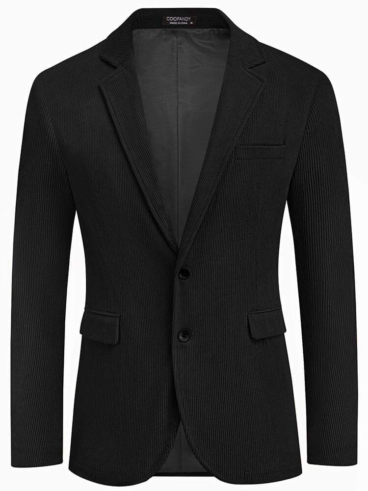 Leisure Corduroy Blazer Jacket (US Only) Blazer coofandy Black S 