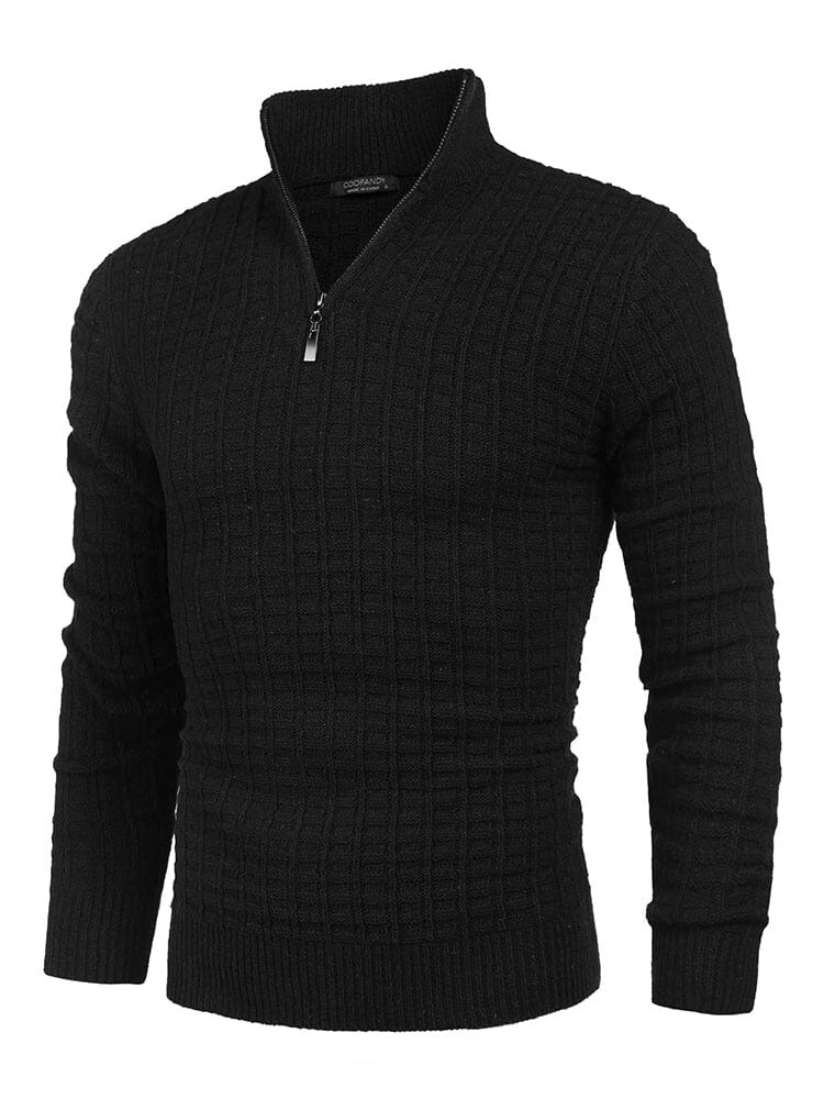 Soft Polo Collar Knit Sweater (US Only) Sweater coofandy Black S 