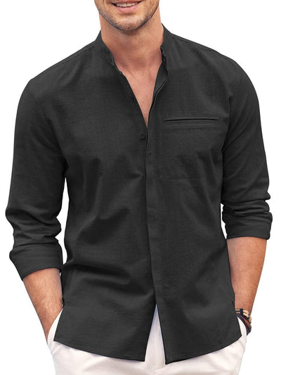 Classic fit Long Sleeve Cotton Shirt (US Only) Shirts coofandy Black S 