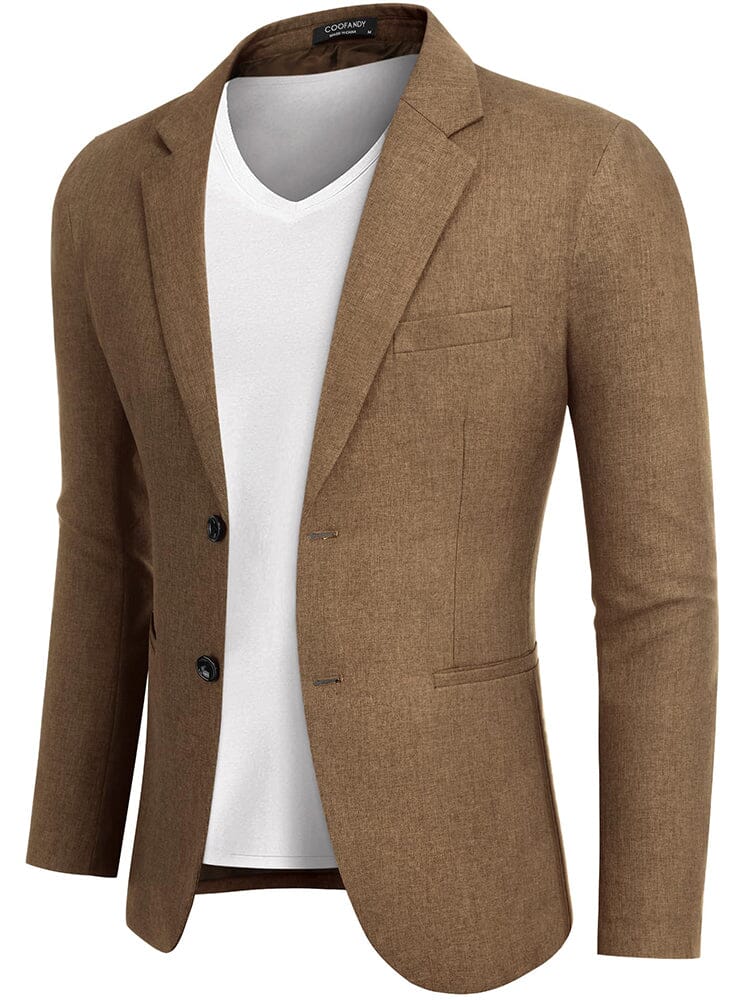 Classic Two Button Suit Jacket (US Only) Blazer coofandy Camel S 