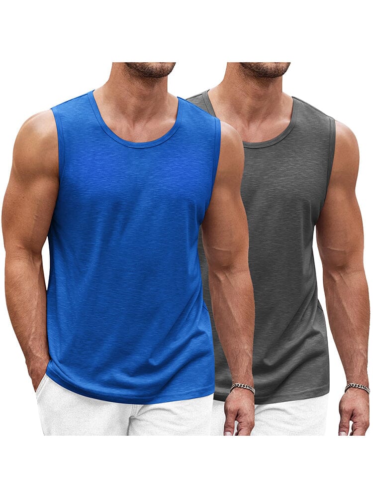 Classic 2-Pack Workout Tank Top (US Only) Tank Tops coofandy Dark Grey/Deep Blue S 