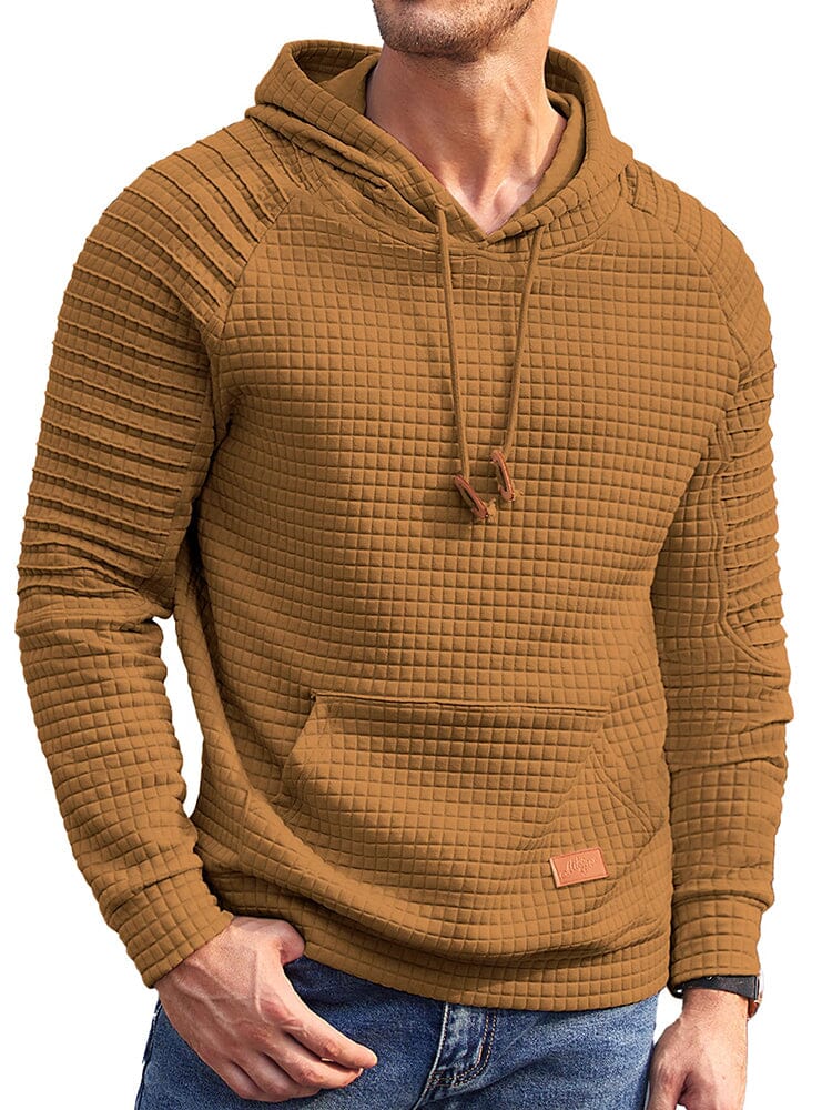 Stylish Waffle Knit Hoodie (US Only) Hoodies coofandy Dark Yellow S 