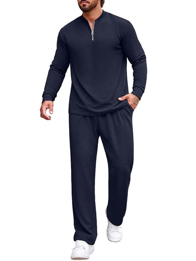 Athleisure Polo Jogging Outfits (US Only) Sets coofandy Navy Blue S 