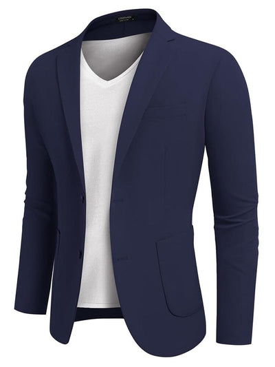 Classic Lightweight Suit Jacket (US Only) Blazer coofandy Navy Blue S 