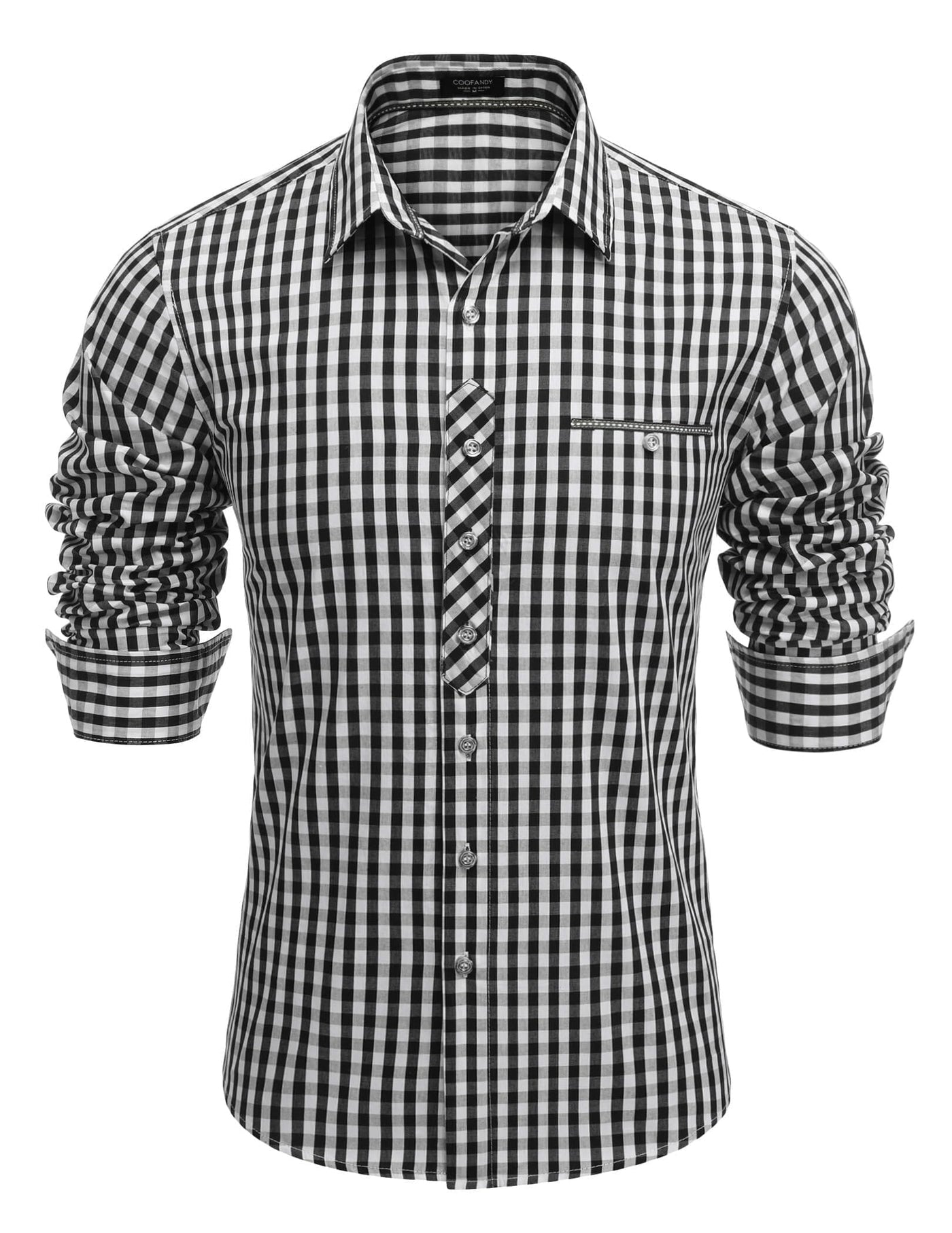 Urban Casual Plaid Shirt Shirts coofandy Black-1 S 