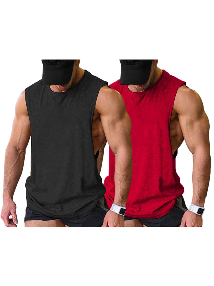 Leisure 2-Packs Muscle Tank Top (US Only) coofandy Black/Red S 