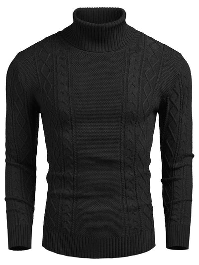 Classic Slim Fit Turtleneck Sweater (US Only) Sweaters coofandy Black S 