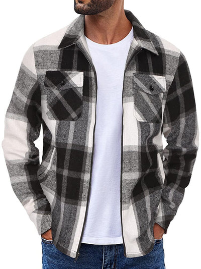 Casual Flannel Plaid Shirt Jacket (US Only) Jackets coofandy Grey S 