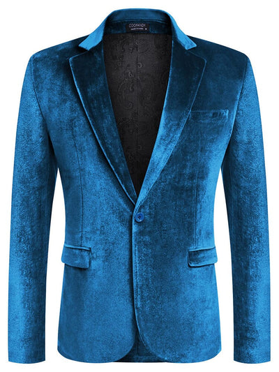 Luxury Velvet Blazer Jacket (US Only) Blazer coofandy Lake Blue S 