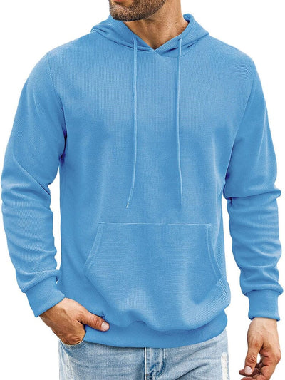 Classic Leisure Waffle Knit Hoodie (US Only) Hoodies coofandy Light Blue S 