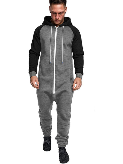 Casual Full Zip Hooded Jumpsuit (US Only) Jumpsuit coofandy Grey S 