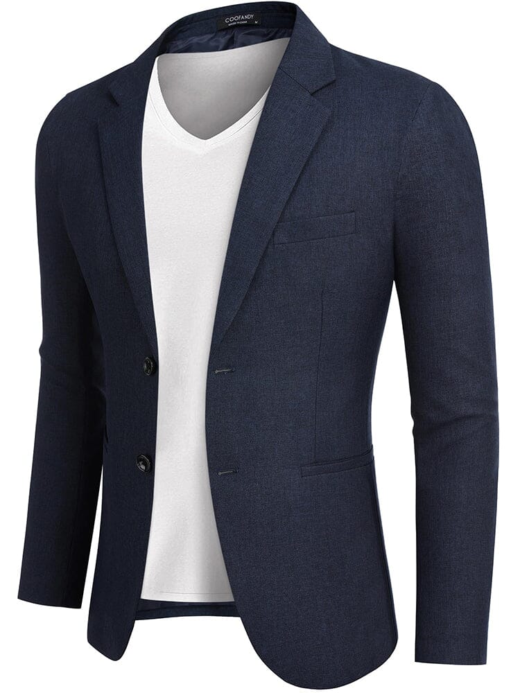 Classic Two Button Suit Jacket (US Only) Blazer coofandy Navy Blue S 