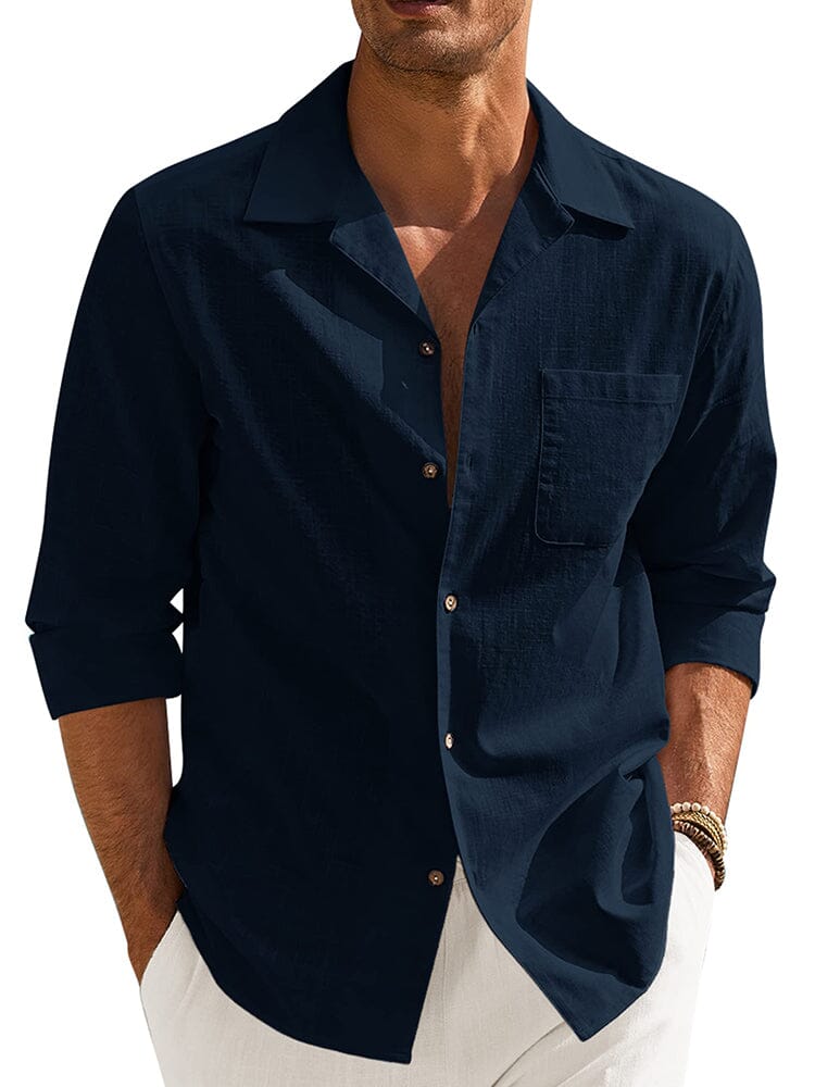 Soft Classic Fit Cotton Shirt (US Only) Shirts coofandy Navy Blue S 