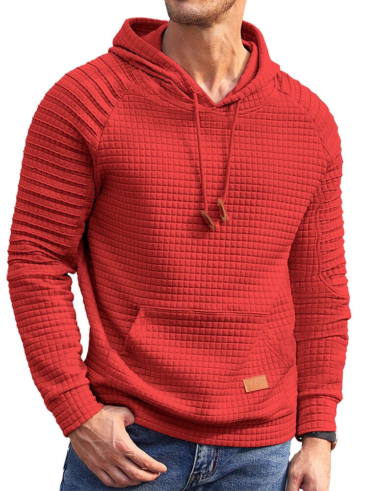 Stylish Waffle Knit Hoodie (US Only) Hoodies coofandy Red S 