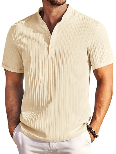 Casual Textured Henley T-Shirt (US Only) Shirts & Polos coofandy Apricot S 