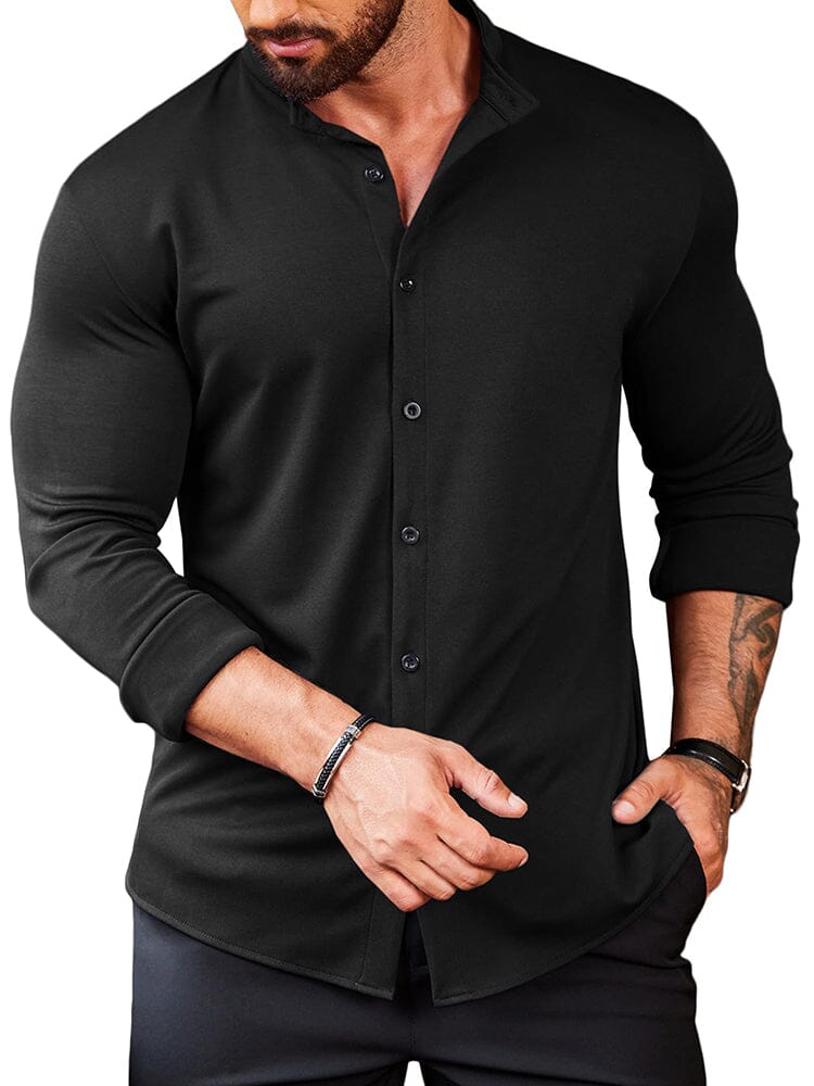 Casual Wrinkle Free Button Shirt (US Only) Shirts coofandy Black S 