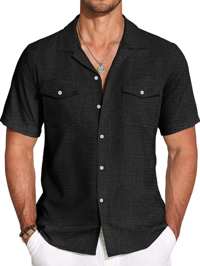 Casual Cuban Collar Summer Shirt (US Only) Shirts coofandy Black S 