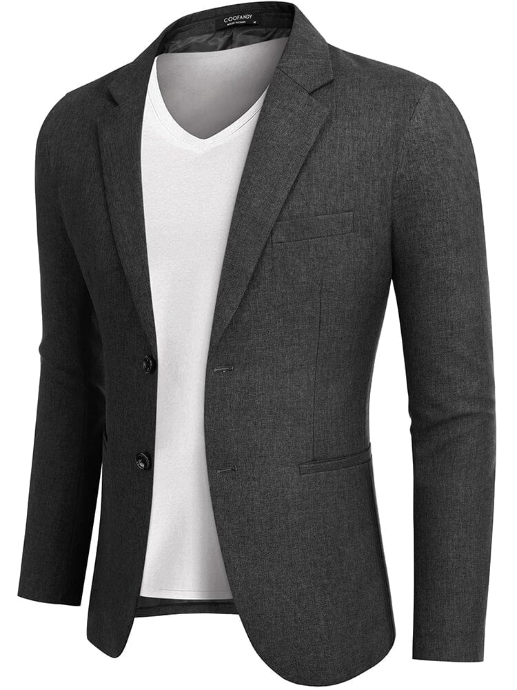 Classic Two Button Suit Jacket (US Only) Blazer coofandy Dark Charcoal S 