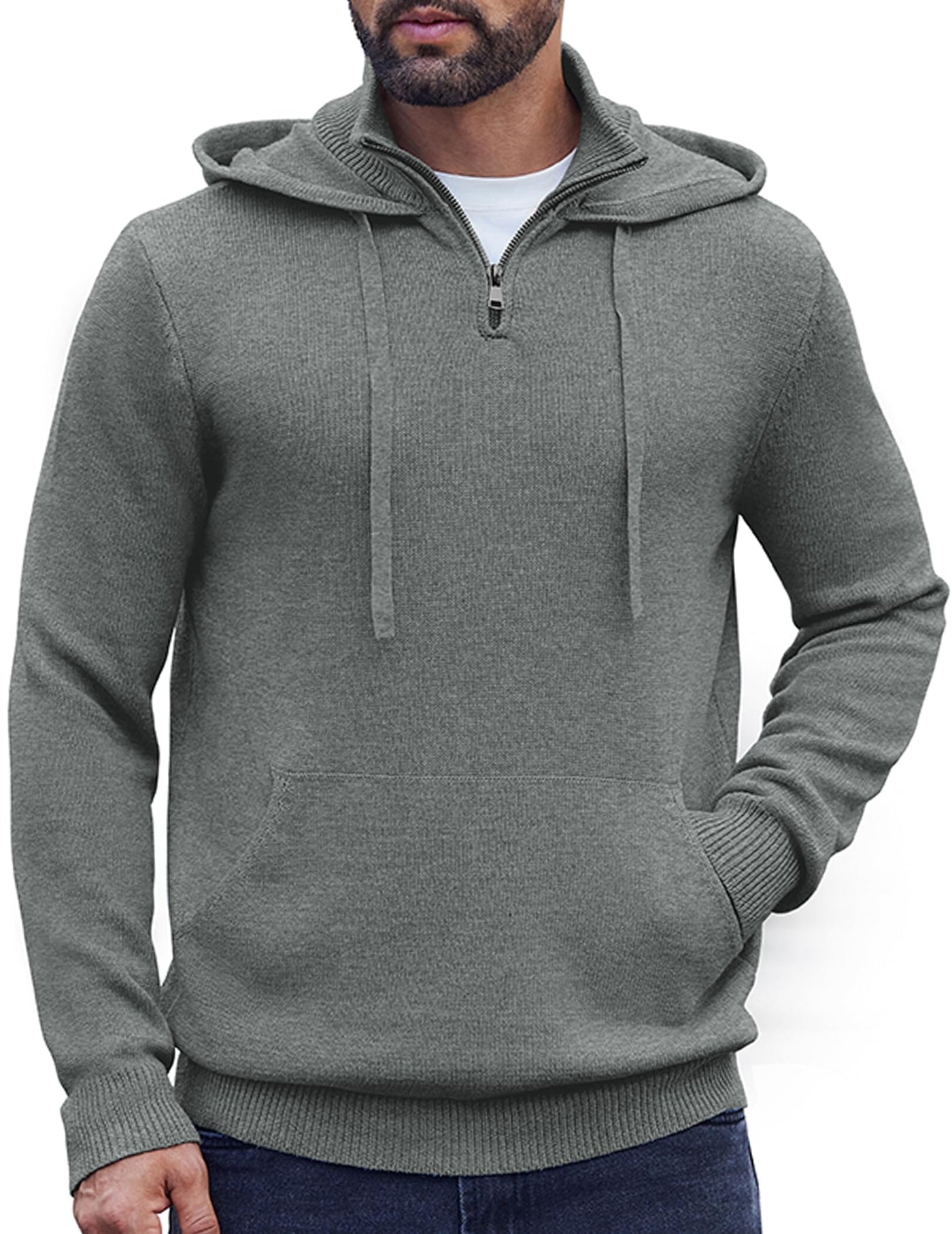 Casual Turtleneck Knit Hoodie (US Only) Hoodies coofandy 