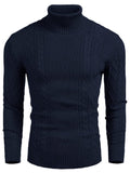 Classic Slim Fit Turtleneck Sweater (US Only) Sweaters coofandy Navy Blue S 