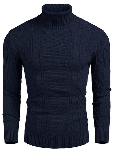 Classic Slim Fit Turtleneck Sweater (US Only) Sweaters coofandy Navy Blue S 