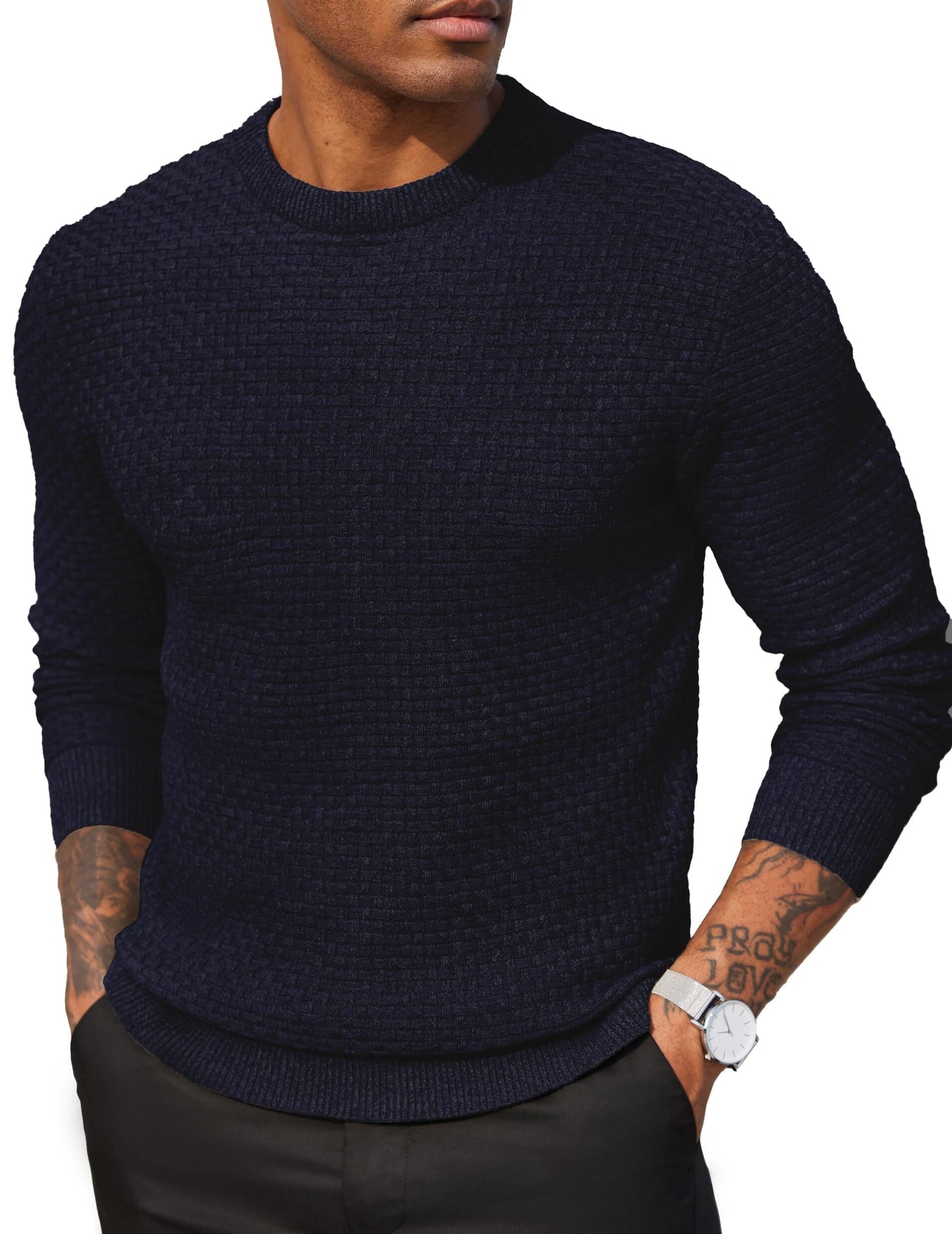 Classic Leisure Versatile Sweater Sweater coofandy Navy Blue S 