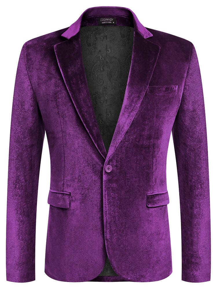 Luxury Velvet Blazer Jacket (US Only) Blazer coofandy Purple S 