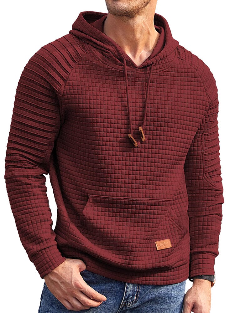 Stylish Waffle Knit Hoodie (US Only) Hoodies coofandy Wine Red S 