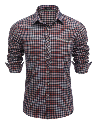 Urban Casual Plaid Shirt Shirts coofandy Navy Blue S 