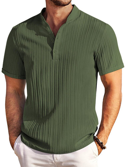 Casual Textured Henley T-Shirt (US Only) Shirts & Polos coofandy Army Green S 